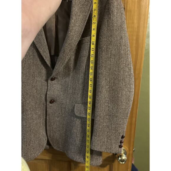 Harris Tweed Jacket Mens Brown Sport Coat Herringbone Wool Scottish Wood Hunt - Picture 16 of 16